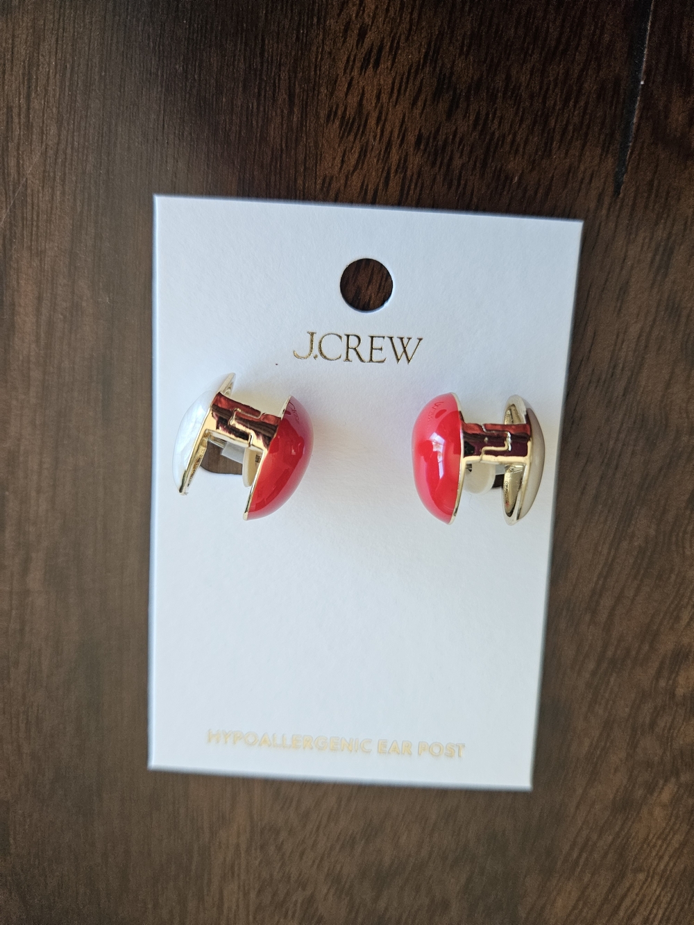 J.Crew Double Sided Heart Stud Earrings, White/ Red - Picture 5 of 8